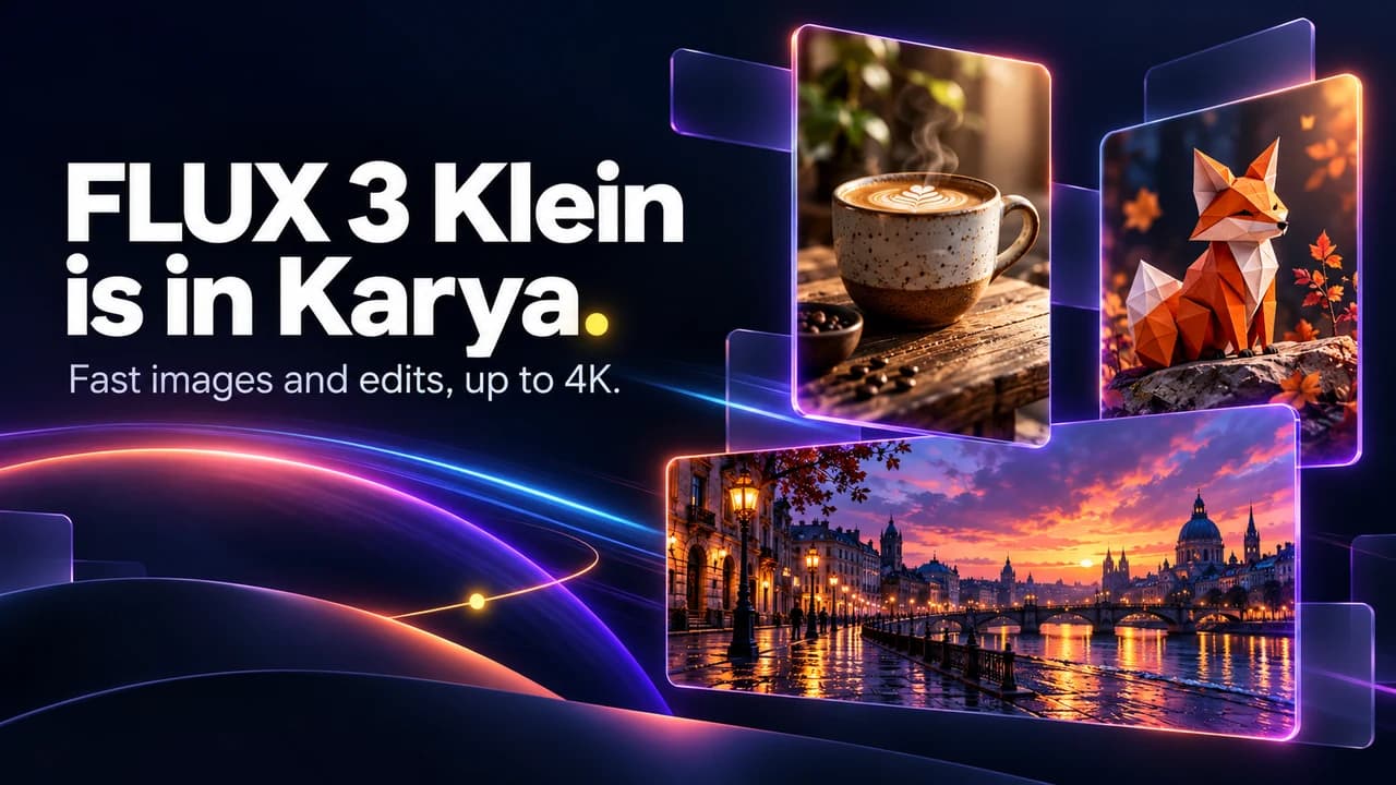 FLUX 3 Klein Is Now in Karya: Fast Images and Edits Up to 4K From 1 Credit